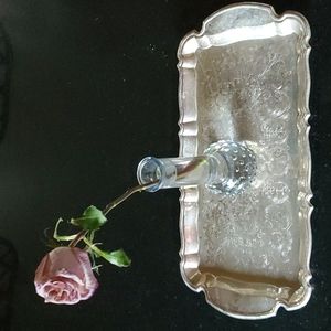 TOWLE SILVERSMITH SILVER PLATED SQUARE RECTANGLE SERVING TRAY FLORAL DESIGN